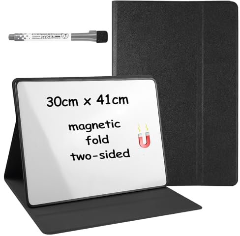 BAIFULAI Magnetisch Whiteboard Klein, 30 x 41cm Whitboard mit Ständer & Whiteboard-Stift, Abwischbar, Double-Sided Writing, Portable Folding, Einstellbarer Winkel, White Board für Zuhause Büro Schule