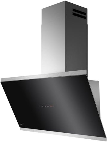 AEG Dunstabzugshaube Serie 7000 mit SilenceTech 90cm – kopffreie Wandhaube mit Glas – Ab- und Umluft – max. 760 m³/h im Abluftbetrieb mit max. 67 dB(A) – Lüftenfunktion – Edelstahl – GV77D91SL