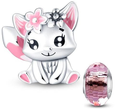 HappyStar glühwürmchen Charms Anhänger Silber 925 für Armbänder, Blumen Beads Charm für Damen Glück Charm anhänger Kompatibel mit Pandora Europäischen Armbändern und Halskette