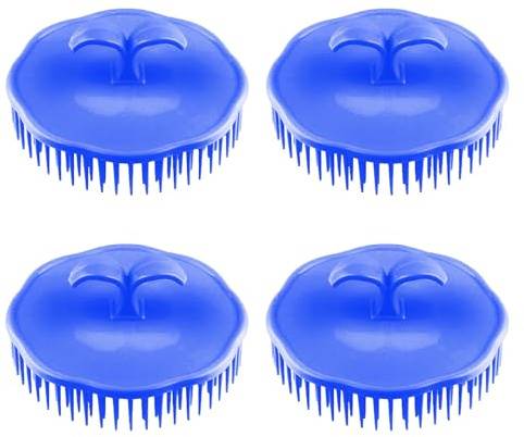 Jimkply 4 Stück Kopfmassagebürste, Blau Runde Massagebürste, Kopfhautmassagebürste, Massagebürste Haare, Massagebürste für alle Haartypen