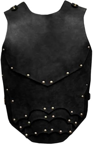 Csafyrt Mittelalterliche Kostüm Männer PU Lederrüstung Verstellbarer Brustpanzer, Wikingerkrieger -Brustplatte, schwarzer Retro Ritterkörper für Larp Halloween Cosplay Party