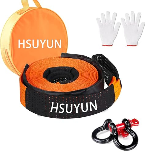 HSUYUN Sangle Remorquage, 10 Tonnes Sangle de Remorquage, 5 Mètres Corde de Remorquage, Corde Remorquage d'urgence