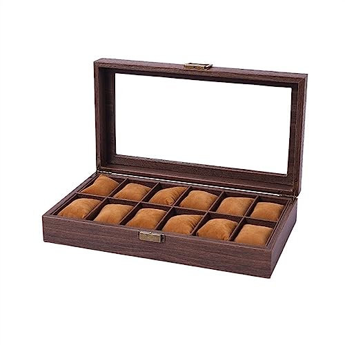 Uhrenbox 12 Fächer, großes Fassungsvermögen, Holzimitat-Uhren-Sammelbox, multifunktionaler Schmuck-Organizer, Uhrenhalter Uhren Organizer