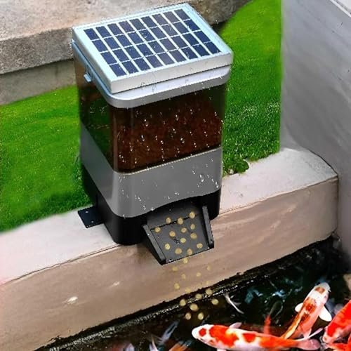 Automatic Fish Food Dispenser - Vacation Aquarium Feeder with Timer, 120° Dispersed Feeding Design, Support Solar Charging, for Fish Tank/Aquarium/Weekend/Pond