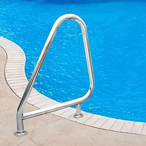 Pasamanos de piscina para piscinas enterradas, construcción de acero inoxidable, base de montaje rápido, juego de 2