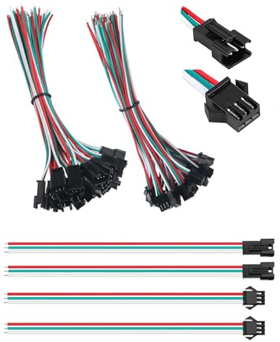 HAXIHA JST SM 3 Pin Plug Maschio a Femmina Cavo Adattatore,22 AWG JST 2-Pin Adattatore Micro Elettrico Spina,Connettore Maschio e Femmina,con 150 mm Cavo,Elettrico Filo per Luce Striscia LED(30Paia)