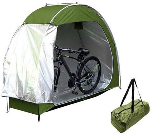Bike Storage Shed Tent Portable Bicycle Storage Cover 210D Waterproof Oxford Fabric Bike Shelter for Outdoor Bicycles, Lawn Mower (Military Green)