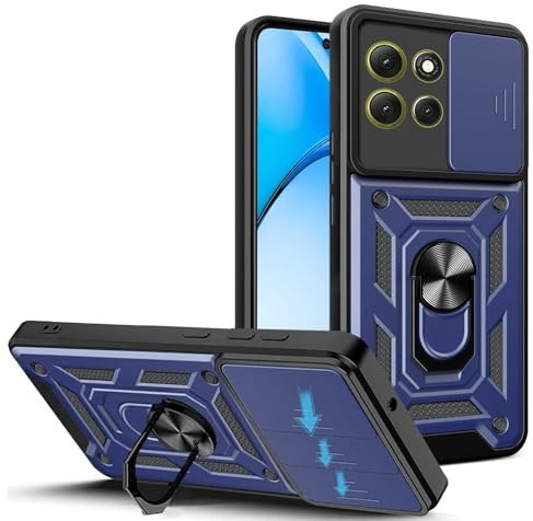 JDXHFF Azul Funda para Motorola Moto G86 5G (6.67) Carcasa | PC Dura y Suave TPU Caso Silicone con Giratorio de 360° Soporte Cubierta Case Blue