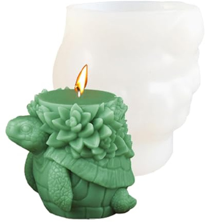 VIVIWI Moldes para velas de tortugas, moldes de silicona cilíndricos, moldes de resina epoxi, moldes de escayola