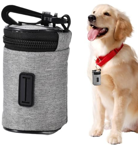 Stoff Kotbeutelspender für hunde, Hundebeutel Reißfeste, Hunde Kotbeutel Rollen, Pet Poop Tasche Halter Universal Dog Bag Poop Dispenser Mit Reißverschluss, Für Hunde Outdoor Spaziergänge, Grau