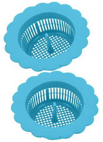 Beatifufu Filtro De Desagüe para Fregadero De Cocina y Baño, Filtro Pequeño Malla De Alta Densidad, Tapa Portátil Azul para Bloqueo De Cabello, Set 2 Piezas, Uso Doméstico y RV