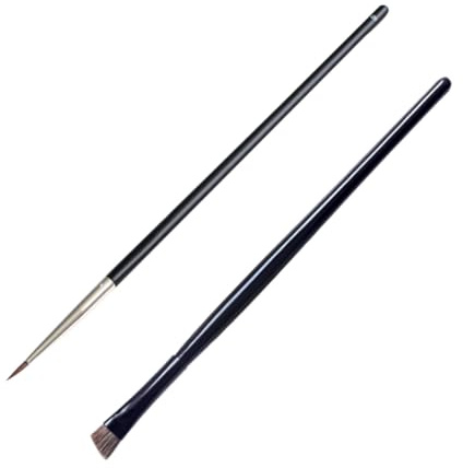 AUTSUPPL Brochas para Delinear Ojos y Sombra de Ojos para Aplicación Uniforme Juego de 2 de Pelo de Caballo Negro de Maquillaje Profesional para Mujeres