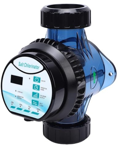 Fockety Générateur de Chlore au Sel, Système de Chlorinateur de Piscine à Eau Salée Autonettoyant, Cellule de Sel pour Piscine jusqu'à 45 m³, Spas et Spas de Nage