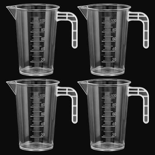 4 Stück Messbecher 100Ml Mini Transparent Messbecher mit Waage Mit Hitzebeständig Präzisions Einsetzbar als Dosierhilfe für Waschmittel für Waschmittel Labor Küche Öl