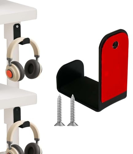 Hi-ERA Metal Headphone Wall Mount Holder, 1-Pack Adhesive & Screw Mount Headset Hanger with Non-Slip Rubber Pad, Universal Gaming & Office Headphone Organizer for Desk or Wall