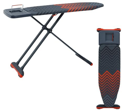 Large Ironing Board (125x45cm) – Extra Wide Surface with Steam Unit Holder, Foldable & Height Adjustable, Non-Slip Rubber Feet, Cotton Cover with 3-Layer Foam & Felt.