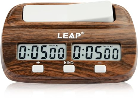LEAP Schachuhr, digitaler Schachtimer, professioneller Count-Up-Down-Timer mit Bonus und Verzögerung, Alarmfunktion für Brettspielspieler, 6,77 x 4,05 x 2,32 Zoll