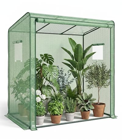 Bamworld Växthus trädgård utomhus 200 x 80 x 150 cm – Bamworld folieväxthus för tomater och växter, gångbart tomatväxthus med PE-gallerfolie och dragkedjedörr,