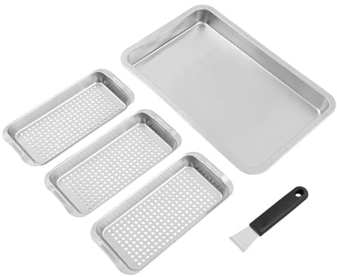 3er Set BBQ Grillschalen - Edelstahl Grillkorb Gemüse - Grillschale Außenbereich - Zubehör Schale für Gemüse Fisch oder Fleisch - Grillpfanne Grillblech für u.a. Gasgrill