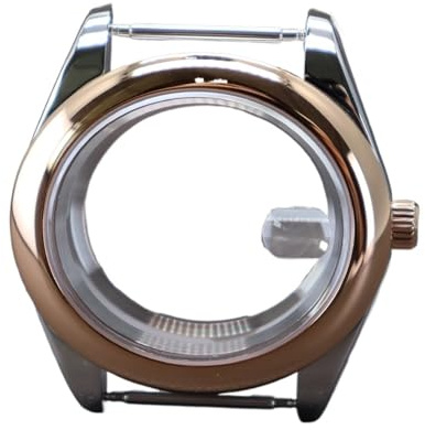 1 st 36 mm 39 rundkantig klockfodral Safirkristall for NH35 NH36 NH38/34 4R36 Ersättningstillbehör(Silvery Rose Gold C,36mm NH35 NH36)