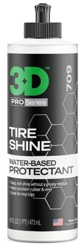 3D Tire Shine Gel – Water-Based, High Gloss Tire Dressing | Non-Greasy, Long Lasting Finish for Rubber, Trim & Vinyl | Easy Gel Application | Car Detailing |16 oz