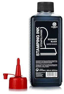 Octopus Fluids Stempelfarbe, Nachfüllfarbe zum Nachtränken von Stempelkissen und Stempelautomaten, 250ml Stempelfarbe, schwarz ohne Öl