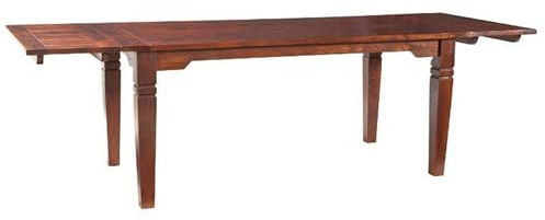 MASSIVMOEBEL24.DE | Oxford Esstisch mit 2 Ansteckplatte aus Massivholz SUNO #119 | aus Akazienholz - Nougat, lackiert | 140-180/220x90 cm | Massivholztisch Esszimmertisch
