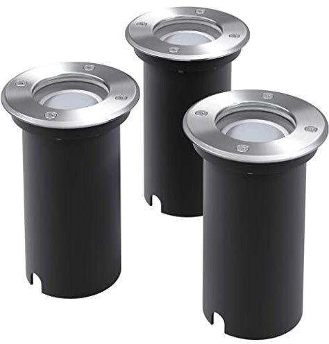 vidaXL 3X Focos LED Empotrables Suelo Exterior Redondos Plateados Luz Jardín