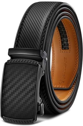 BULLIANT Men's Ratchet Leather Belt Trimmable 1 3/8“-Gift Boxed