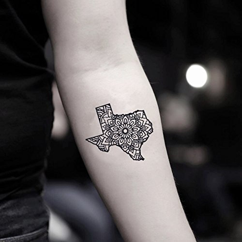 Texas Mandala Map Temporary Fake Tattoo Sticker (Set of 2)