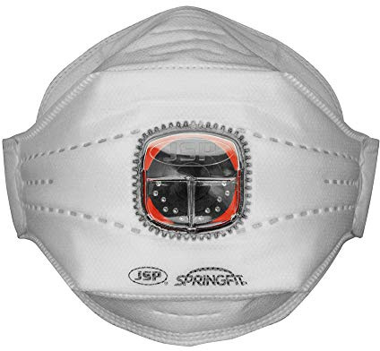 JSP SpringFit FFP3 Mascarilla Plegable con Válvula (Caja de 10), Envasada
