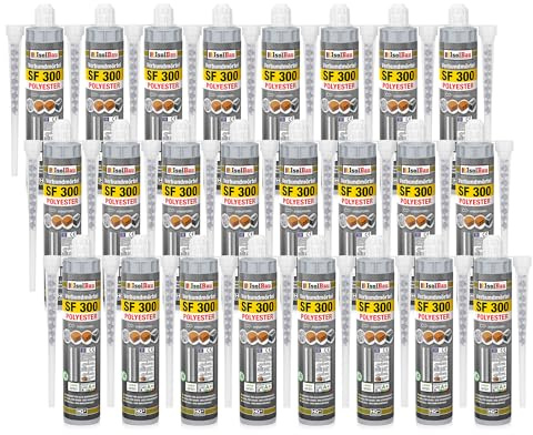Isolbau SF 300 Injektionsmörtel 24 x 300 ml Montagemörtel, 48x Statikmischer - Verbundmörtel für Beton, Mauerwerk, Holz & Stahl
