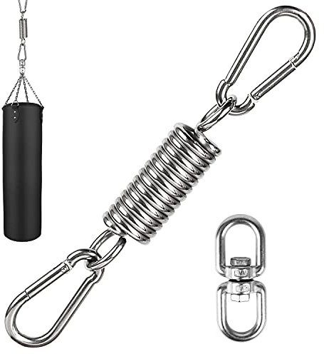 Aoligei Feder Hängesessel, Feder Edelstahl mit 2 Karabiner, 360°Swivel Haken für Hammock Hängeliege Hängestühle, Schwingfeder Stahlfeder, Schaukelhaken Aufhängung Hakenfür Hängesessel Boxsack Yogatuch