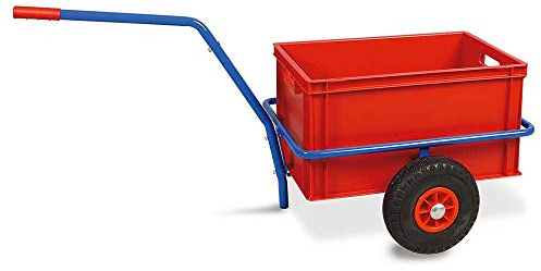 BRB Handwagen mit herausnehmbarem Kunststoffkasten 600x400x320 mm, rot, pannensichere Reifen, Tragkraft 200 kg