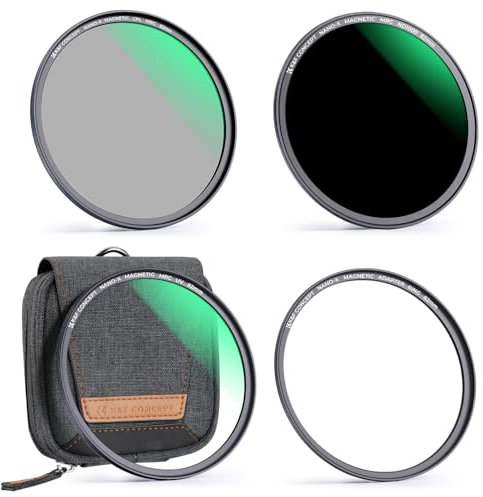 K&F CONCEPT Magnetic Filter Set 49mm Magnetisches Schnellwechsel System Quick Swap System MCUV+CPL+ND1000 mit Objektivadapter und Filtertasche (Nano-Xcel)