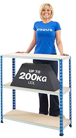BiGDUG 3 Tier 915mm Shelving Chipboard Shelves Garage Storage (915h x 1220w x 305d mm)