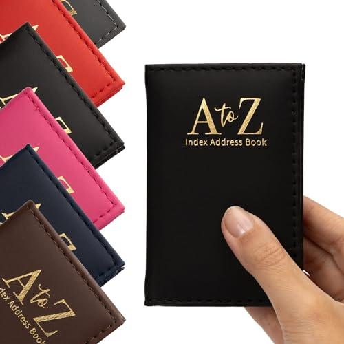 Evelay Index Address Book Leather Look Cover Executive Padded Small Sizes Notebook A-Z (Black)
