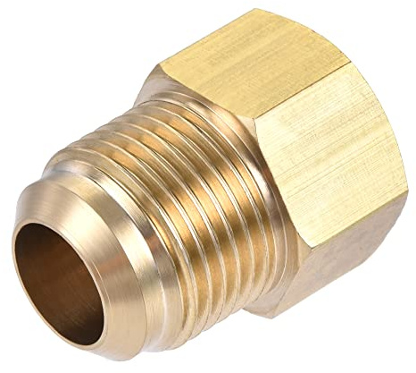 sourcing map Accesorio de Tubería de Latón Conector Adaptador de Tubo | 5/8 SAE Flare Macho 1/2 SAE Rosca Hembra, para Refrigeración de Aire Acondicionado