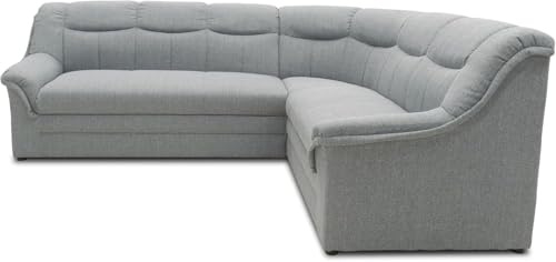 DOMO. collection Sofá esquinero Berlín, sofá esquinero Atemporal con Acolchado de muelles, sofá en Forma de L, 205 x 250 x 89 cm, Color Plateado