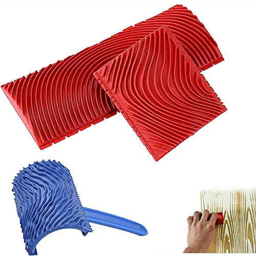 Pennello Pittura d'Imitazione Strumento Modello Venatura Del Legno Rulli Vernice Venatura Legno Strumento Decorazione Legno Wood Per Decorazione Parete Pittura Grana e Pittura Arte Murale Casa 3 Pezzi