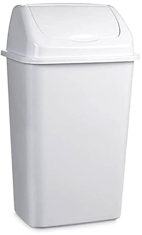 CABLEPELADO Papelera plastico basculante, Cubo basura basculante, Basura plástico tapa basculante, 40 cm altura x 20 cm ancho x 15 cm fondo, PP5 Plástico resistente, Capacidad 9 Litros, Blanco