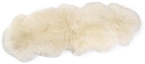 Alpenfell Schaffell Lammfell Merino - Schaffell Echt Groß - Fellteppich - Weich und Flauschig - Fell für Stühle - Lammfell Teppich - 100% Bio - Schaffelle - Dekofell (Weiß, Doppelt)