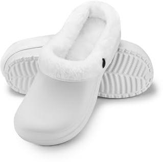 ESTRO Sabot Uomo Gomma Invernali - Zoccoli Gomma con Pelo Ciabatte Giardino Donna Zoccoli Uomo Ciabatte da Giardino A12 (36, Bianco)