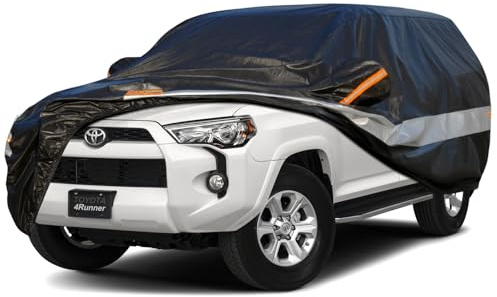Holthly 10 Layers SUV Car Cover Custom Fit for Toyota 4Runner (2002-2024) Waterproof All Weather for Automobiles, Outdoor Full Cover Sun UV Rain Protection.Black