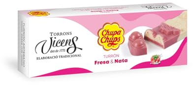 Turrón de Chupa Chups sabor Fresa y Nata Torrons Viccens en Estuche (150g en Estuche)