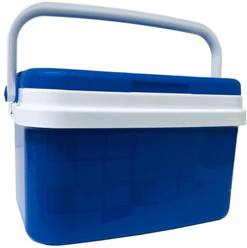 KROWN - Nevera Portátil Térmica, Azul y Blanco, Polipropileno, Ideal para Actividades al Aire Libre en el Jardín, Camping, Barbacoas, Picnic, Playa, Capacidad