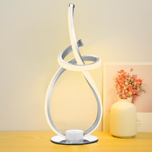 Neoglint Nachttischlampe, Touch-steuerung, 12W Spiralförmige Tischlampe, 3 Farbtemperaturen, Stufenlose Dimmung, Led Tischlampe,geeignet Für Schlafzimmer Und Wohnzimmer