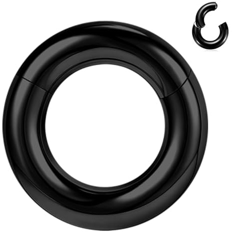 BodyAce Schwarz Segmentring Nasen Clicker 2G 4G 6G 8G 10G 12G PA Rings BCR