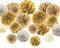 Lot de 12 Pompons Papier de soie Gradient Doré Pompons de Mariage Papier Décoration pour Décoration Suspendre de Plafond de Fête, Decoration Anniversaire, Decoration Mariage(8&10&12)