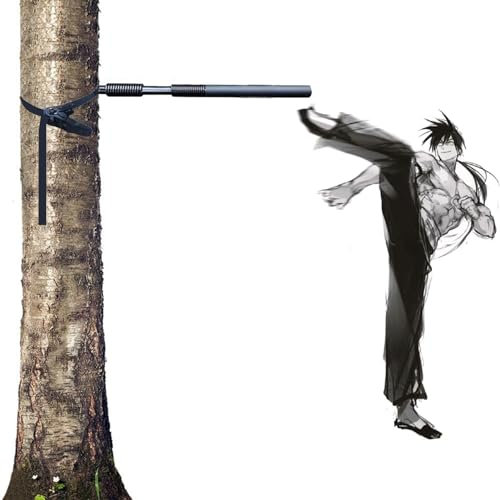 EXCLURA Wing Chun Holzpuppe Kampfsport-Zielgerät mit 2 Spring Pile-Kong-Fu-Schlägen, Wandmontierte Boxtrainingspuppe für Wing Chun, Tragbarer Kampfsport-Trainer